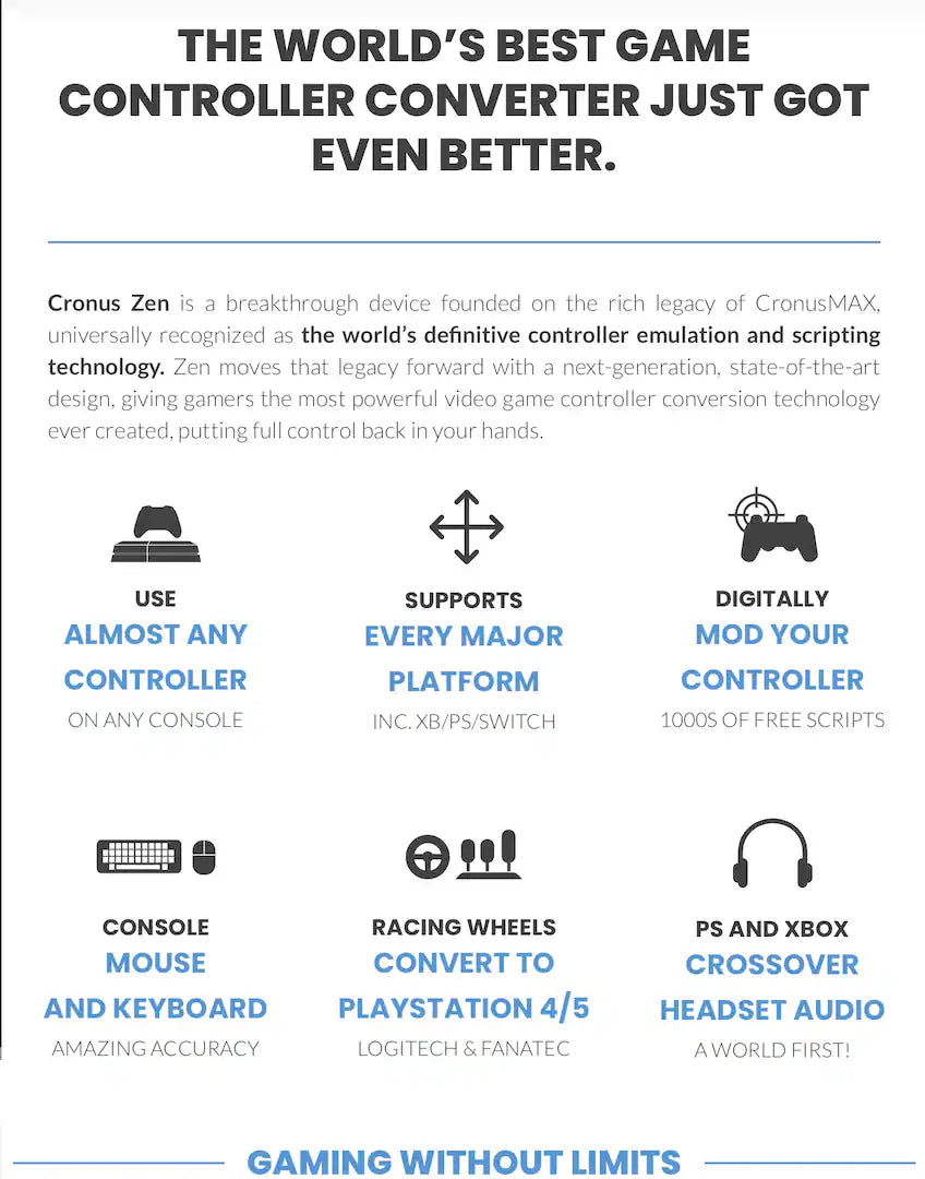 Collective Minds - Cronus Zen Controller Emulator for Xbox One, Xbox Series S|X, PlayStation 4, PlayStation 5, Nintendo Switch 1 & 2 & PC - Black